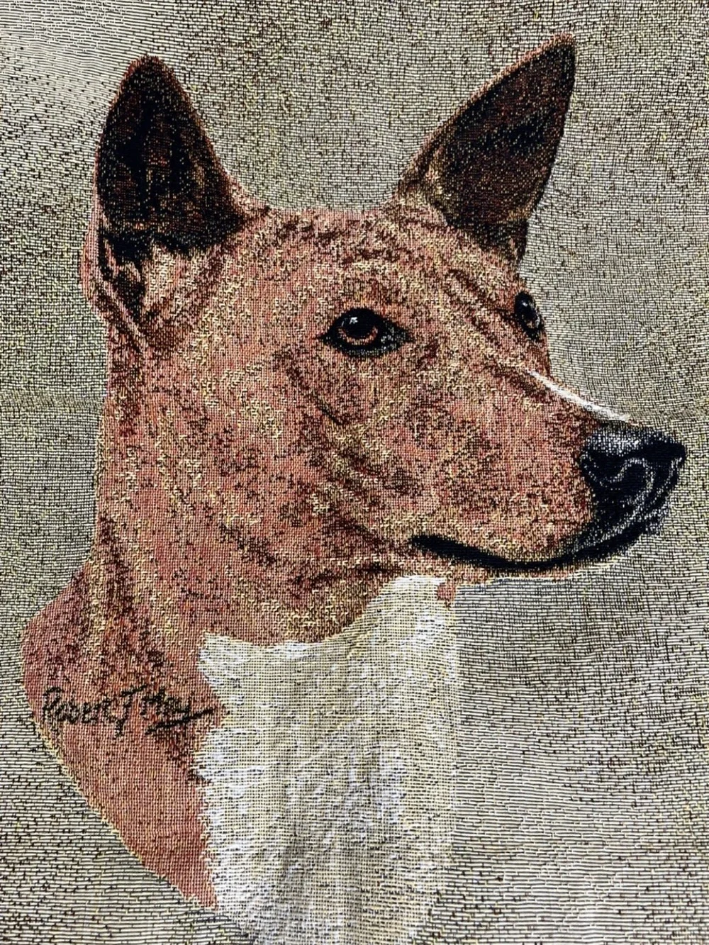 Vintage Robert J May Basenji Dog Tapestry Fabric Tote Bag New